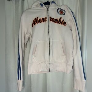 Abercrombie & Fitch Y2K Sweatshirt Zip Hoodie FLAWED White Orange Blue Stripes